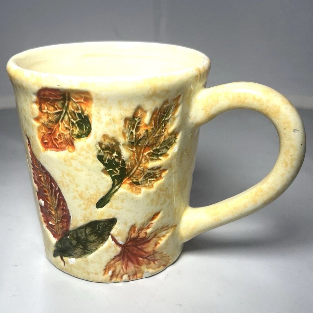 Handpainted Foliage 3D Thanksgiving/Fall Decor Jumbo Coffee Mug 5”h x 4”d